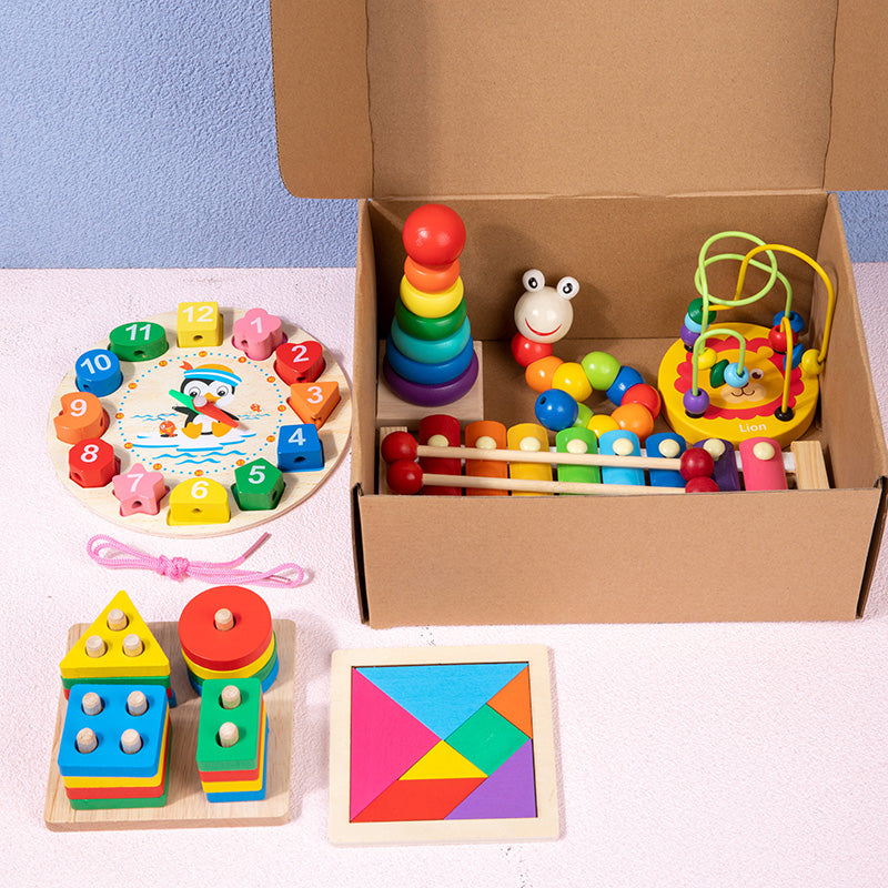 8-in-1 Wooden Montessori Toy Set for Toddlers 1-6